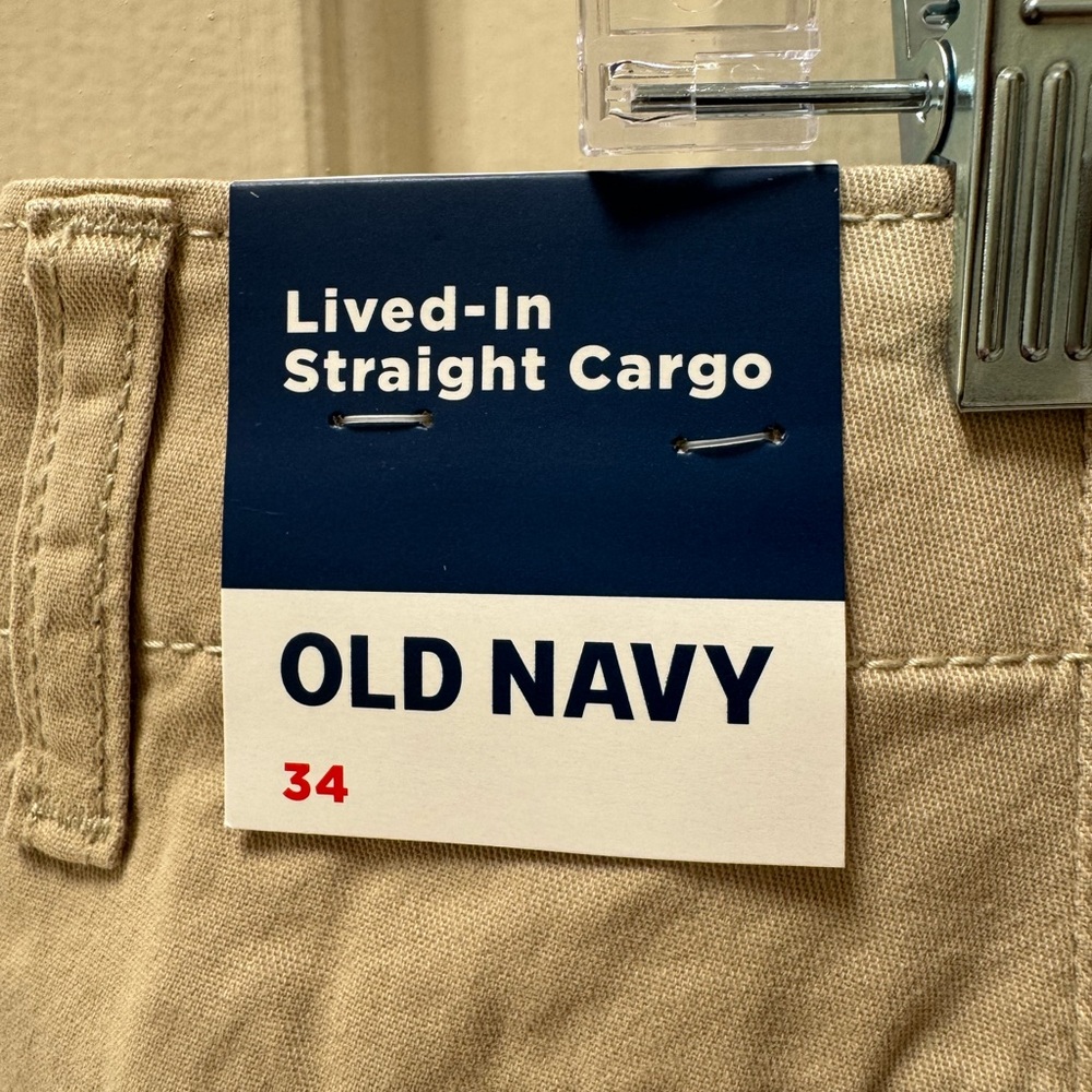 NWT Old Navy Men’s 34 Lived-In Straight Cargo Shorts, A Stone’s Throw - Picture 4 of 8